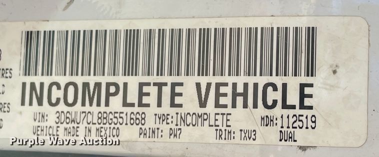 image for item IK9607 2011 Dodge Ram 5500  Crew Cab utility / service truck