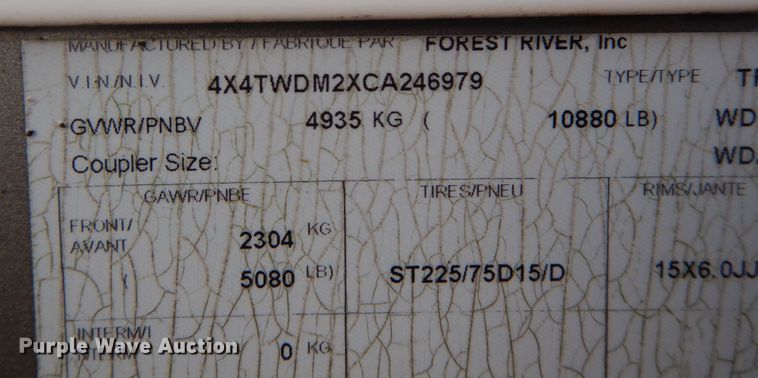 image for item IO9579 2012 Forest River Wildwood  camper