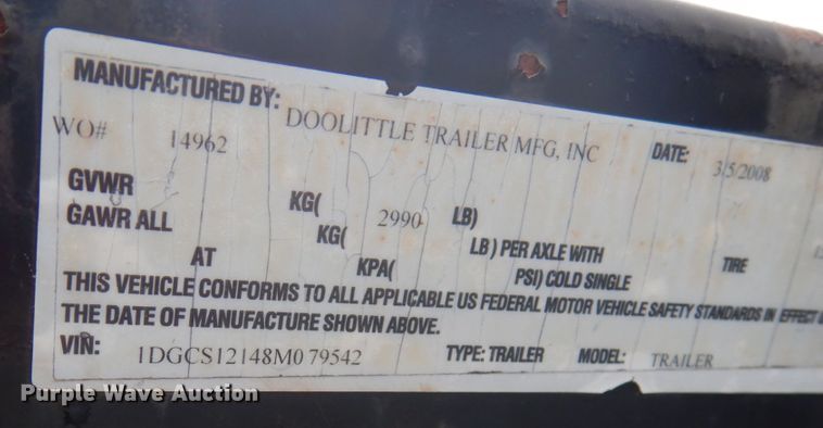 image for item IO9632 2008 Doolittle  enclosed cargo trailer