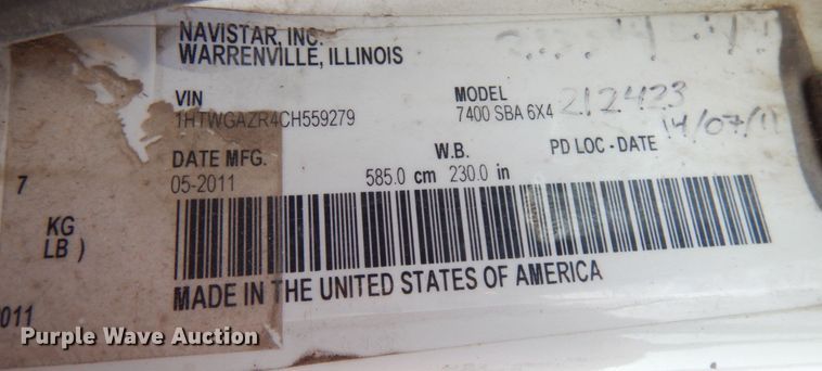 image for item IO9649 2012 International WorkStar 7400  refuse truck