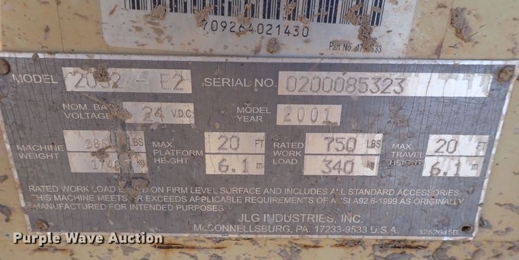 image for item IS9339 JLG 2032E2  scissor lift