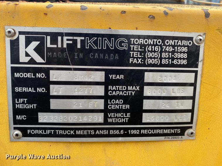 image for item JN9133 2004 Lift King LK8M42  forklift