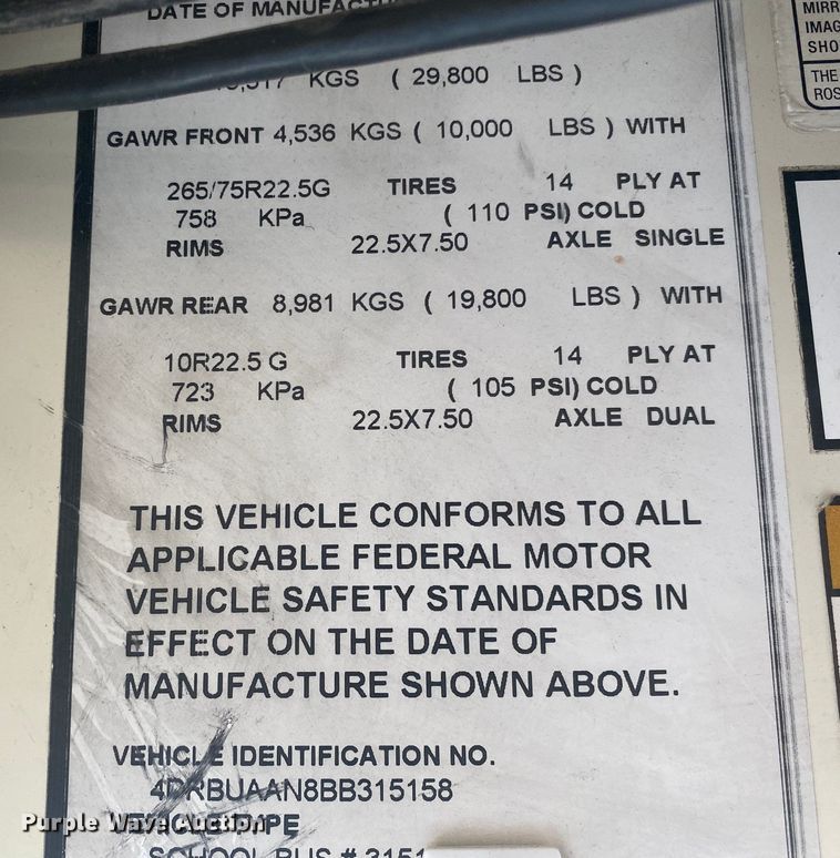 image for item JN9147 2011 IC  school bus