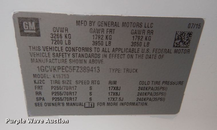 image for item KH9866 2015 Chevrolet Silverado 1500  Double Cab flatbed pickup truck