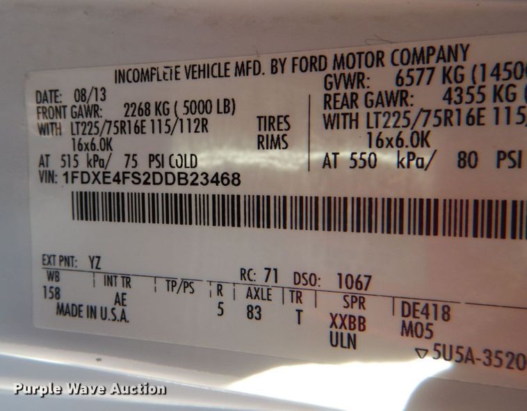 image for item KH9875 2013 Ford Econoline E450  utility van