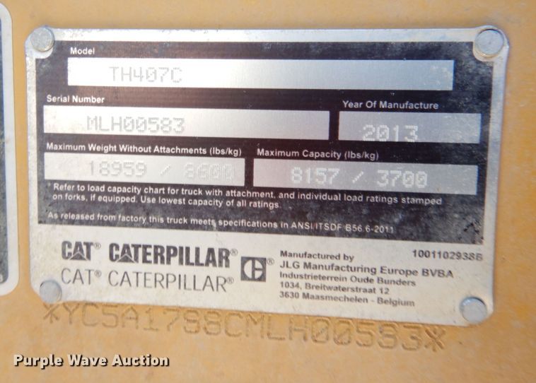 image for item DH8791 2014 Caterpillar TH407C  telehandler