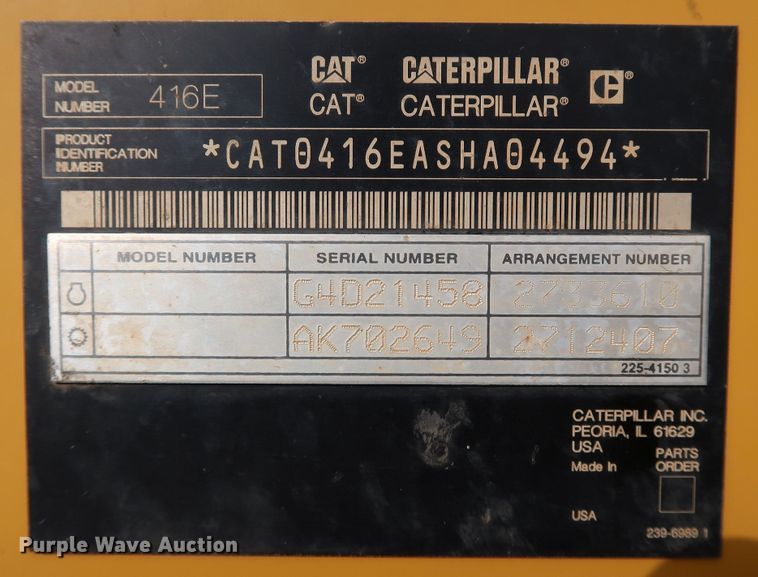 image for item DJ1988 2008 Caterpillar 416E  backhoe