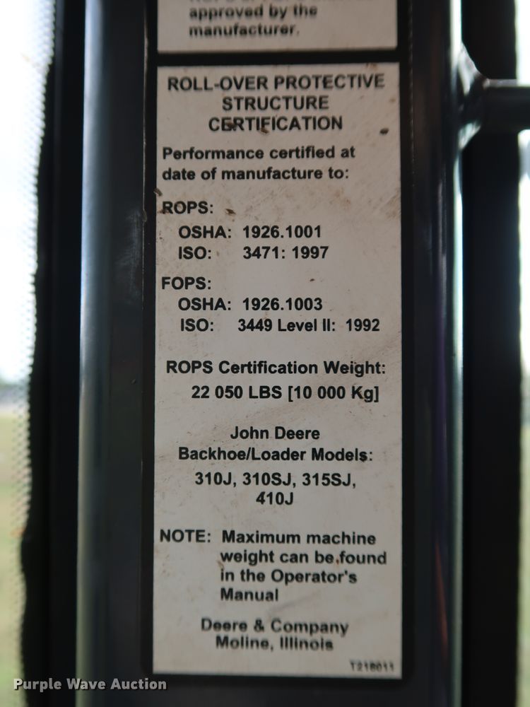 image for item DJ1990 2010 John Deere 310J  backhoe