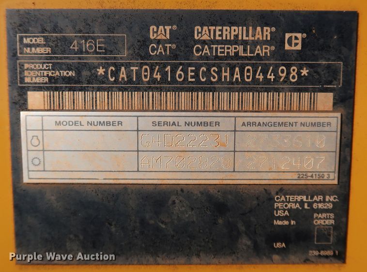 image for item DJ1991 2008 Caterpillar 416E  backhoe