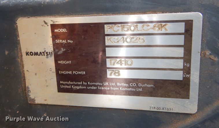 image for item DK3452 2002 Komatsu PC150LC-6K  excavator