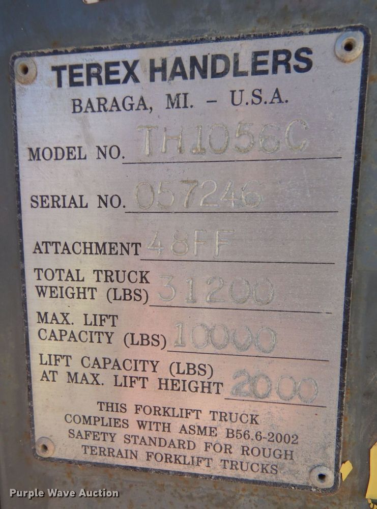 image for item DK8709 2005 Terex TH1056C  telehandler