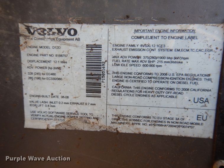 image for item DL5901 2008 Volvo EC330CL  excavator