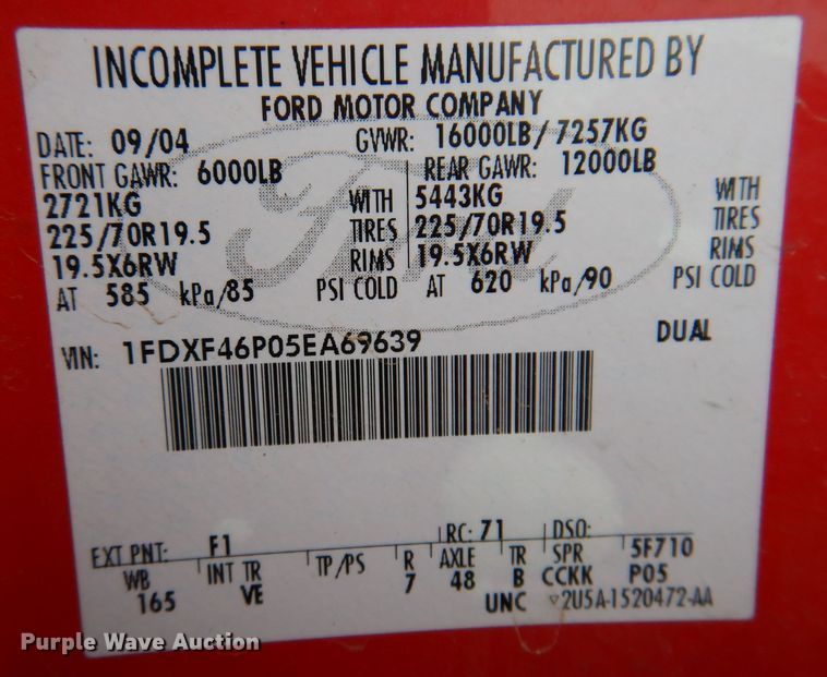 image for item DL5902 2005 Ford F450 Super Duty XL  flatbed truck