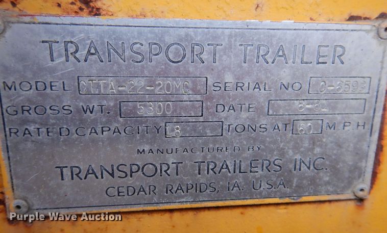 image for item DL5905 1982 Transport CTTA-22-20MC  stinger axle