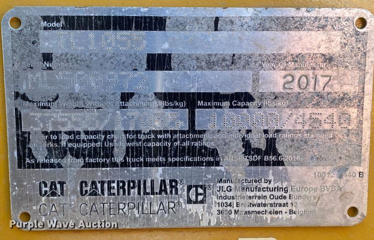 image for item DL6232 2017 Caterpillar TL1055D  telehandler