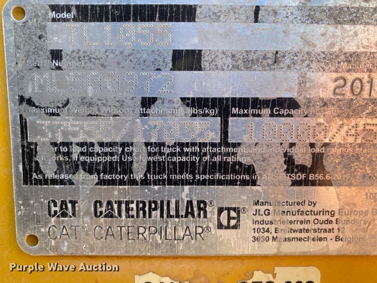 image for item DL6232 2017 Caterpillar TL1055D  telehandler