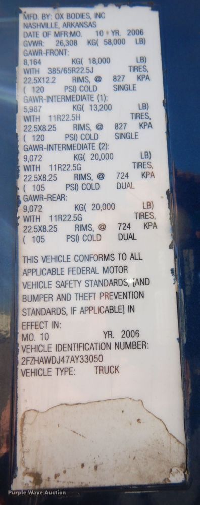 image for item DN2527 2007 Sterling LT8500  dump truck