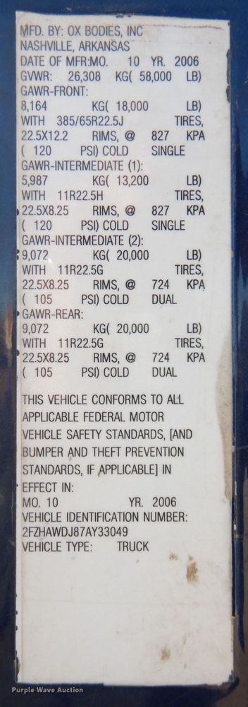 image for item DN2530 2007 Sterling LT8500  dump truck