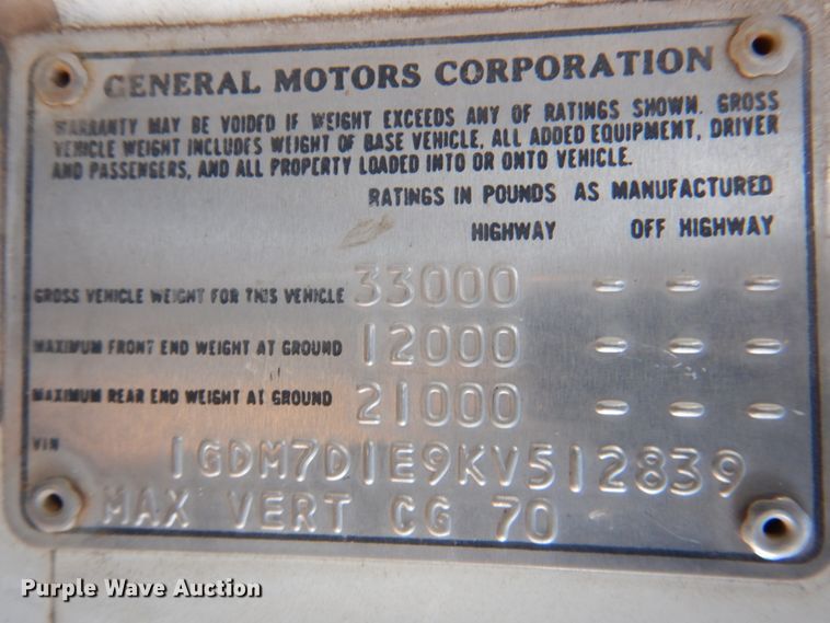 image for item DN2620 1989 GMC C7000  crane truck