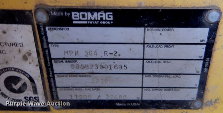 image for item DN2646 2012 Bomag MPH364R-2  recycler