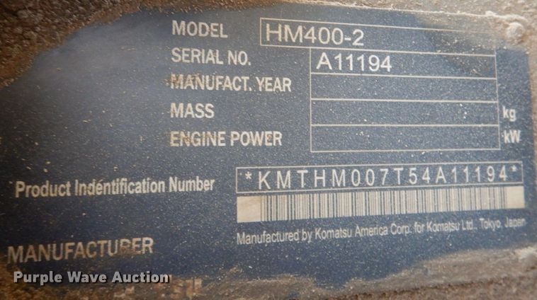 image for item DN2648 2008 Komatsu HM400-2  haul truck