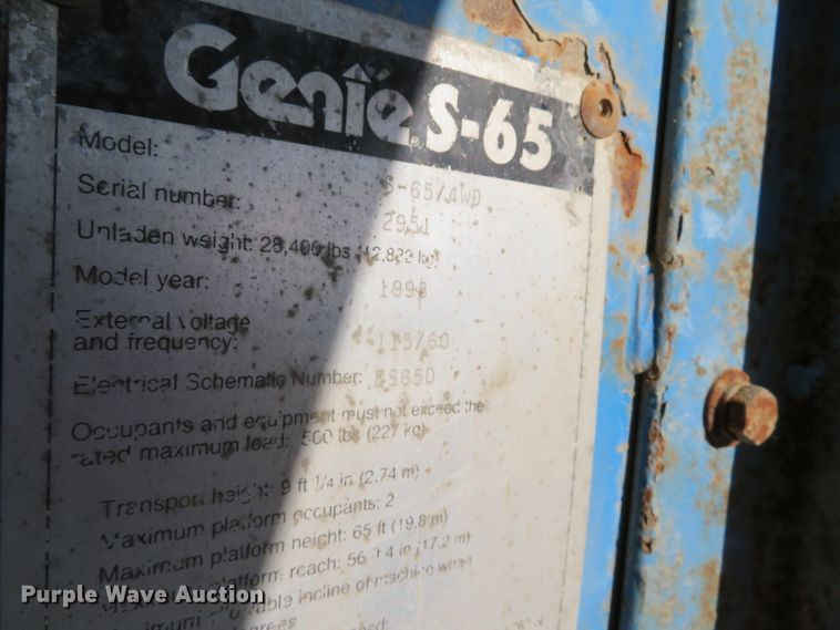 image for item DN7853 1998 Genie S-65  boom lift