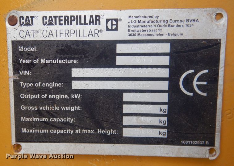 image for item HU9371 2010 Caterpillar TH406  telehandler