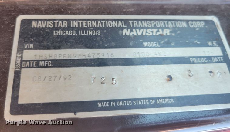 image for item IV9741 1993 International 8100  dump truck