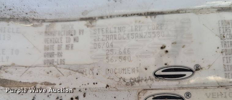 image for item IV9742 2005 Sterling LT8500  dump truck