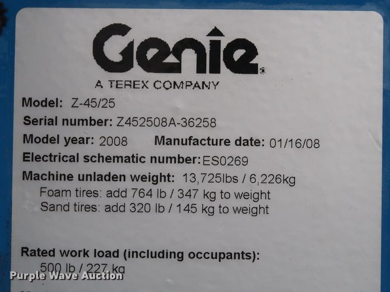 image for item IY9007 2008 Genie Z-45/25  boom lift