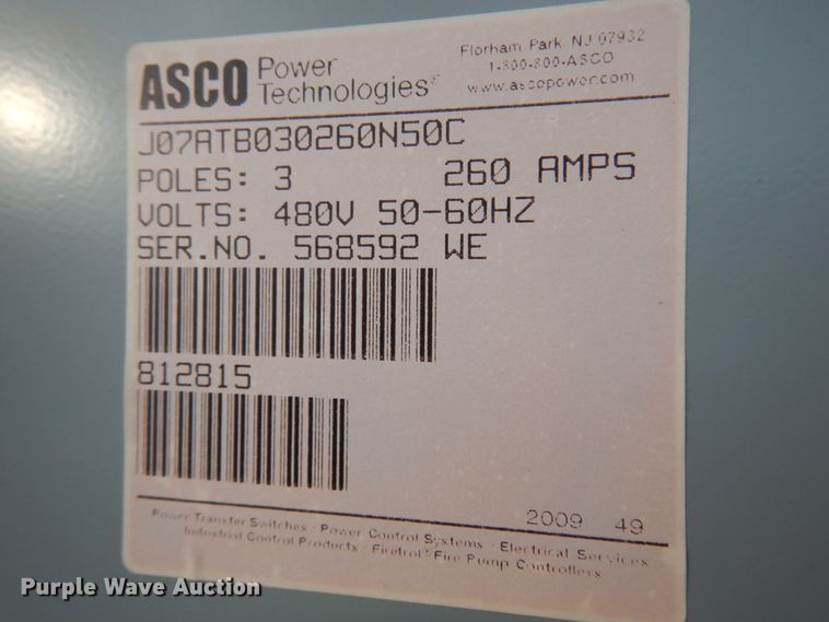 image for item JJ9801 ASCO Power Technologies 7000 series transfer station