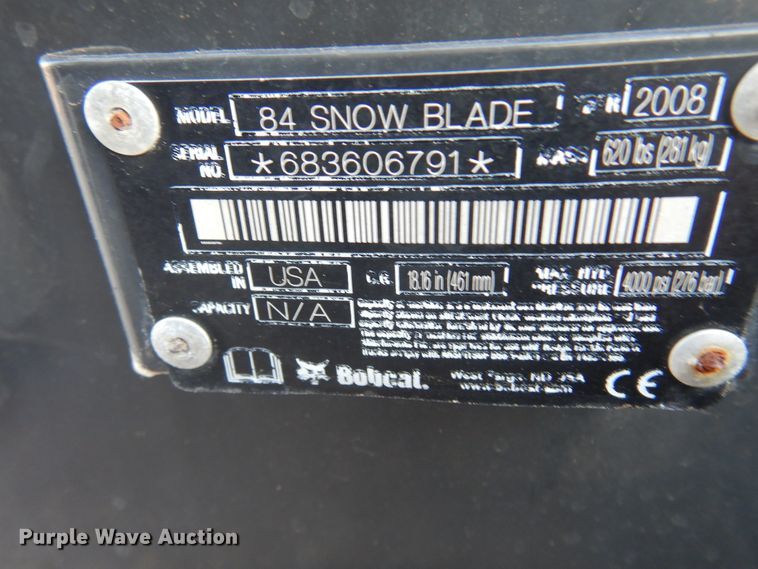 image for item JJ9810 Bobcat  84"W skid steer snow plow