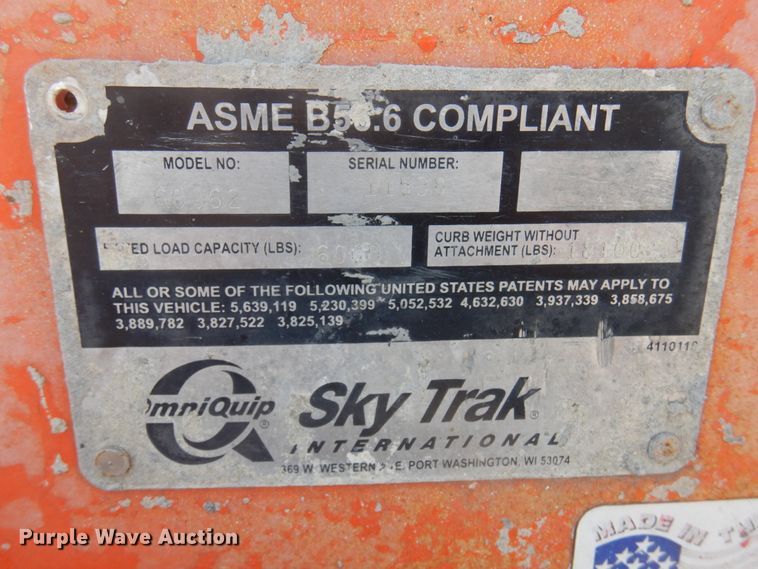 image for item JJ9835 2000 SkyTrak 6036  telehandler