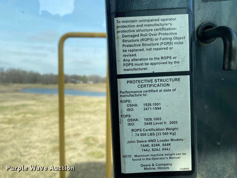 image for item JN9135 2011 John Deere 844K  wheel loader