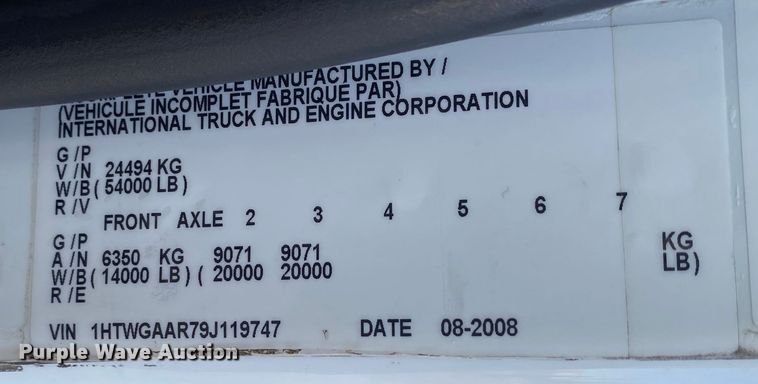 image for item JN9138 2009 International WorkStar 7400  crane truck