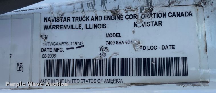 image for item JN9138 2009 International WorkStar 7400  crane truck