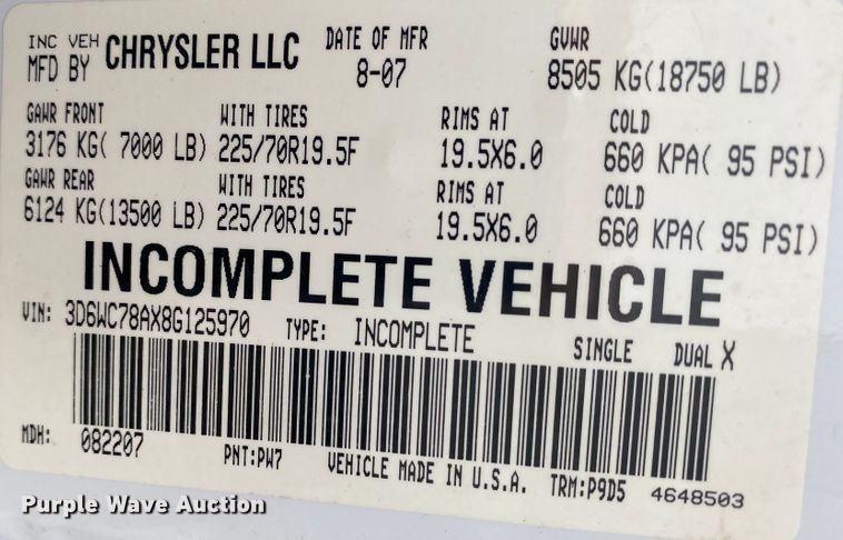 image for item JN9142 2008 Dodge Ram 5500HD  Quad Cab utility / service truck