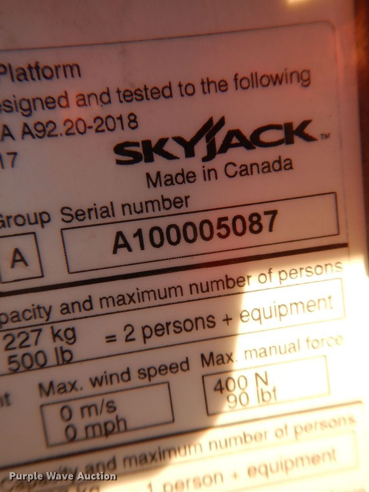 image for item KH9045 2021 Skyjack SJ3219  scissor lift