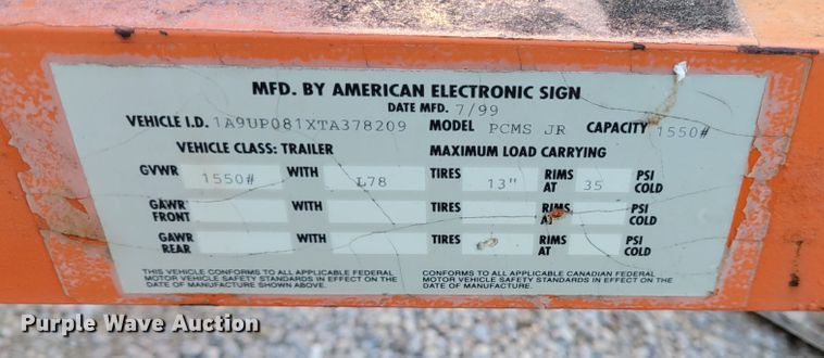 image for item KH9929 American Electronic Sign Company  message board trailer