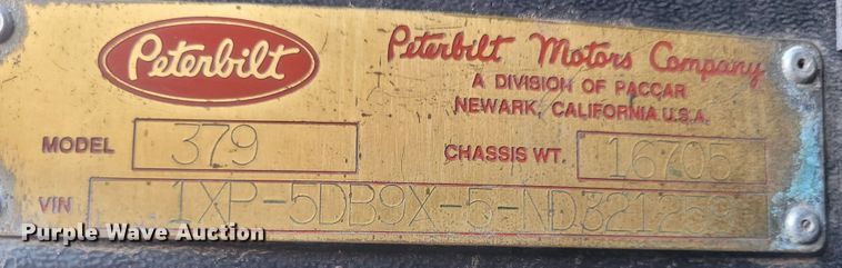 image for item DM1004 1992 Peterbilt 379  dump truck