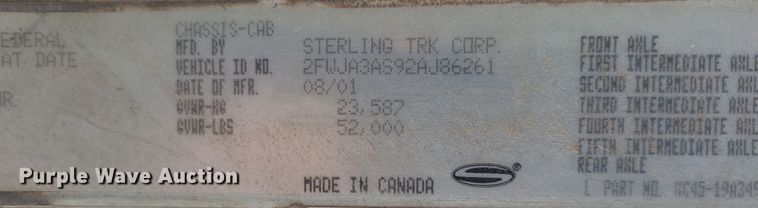 image for item DM1009 2002 Sterling AT9500  semi truck