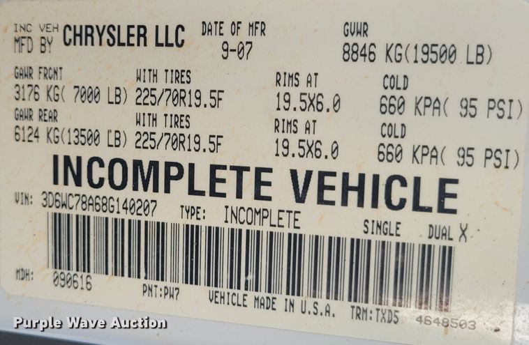 image for item DM1013 2008 Dodge Ram 5500HD  utility / service truck