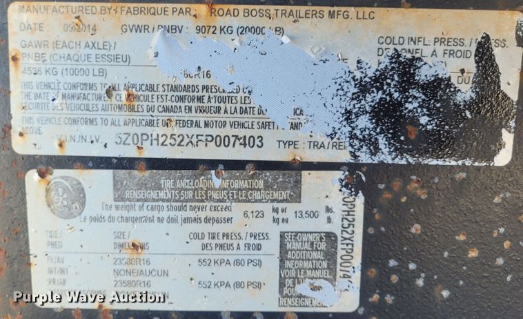 image for item DM1017 2015 Road Boss Dove  equipment trailer