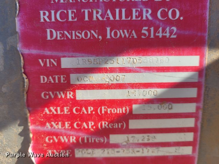 image for item DM1021 2007 Rice  pole trailer