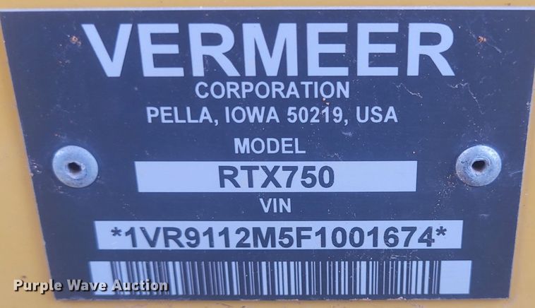 image for item DM1024 2015 Vermeer RTX 750  trencher