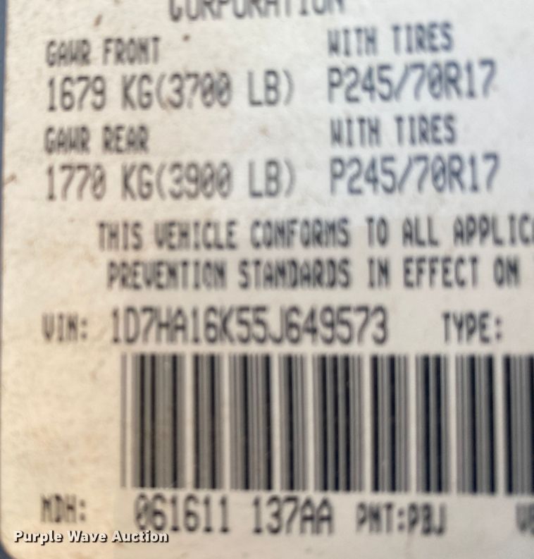 image for item DL1396 2005 Dodge Ram 1500  pickup truck