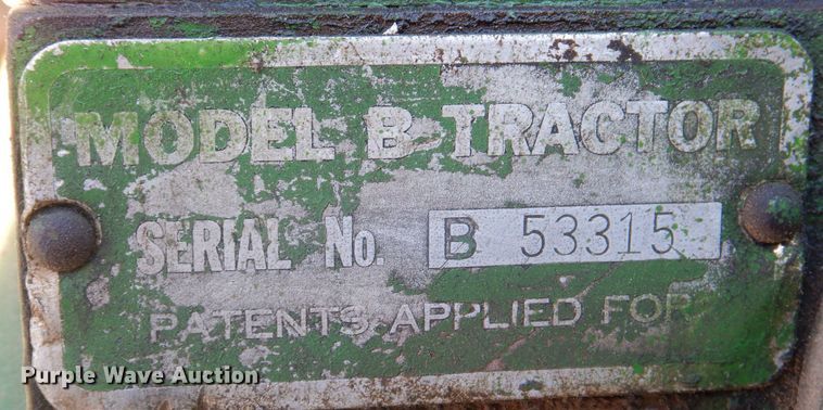 image for item KH9051 1938 John Deere B  tractor