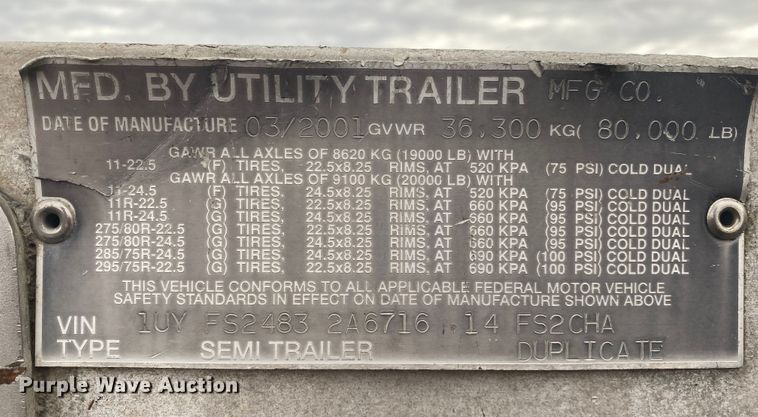 image for item DL6816 2002 Utility FS2CHA  flatbed trailer