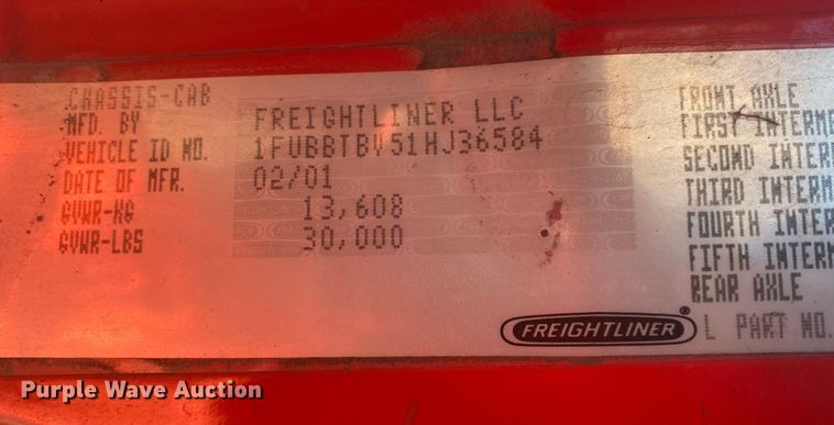 image for item DL6858 2001 Freightliner FL70  semi truck