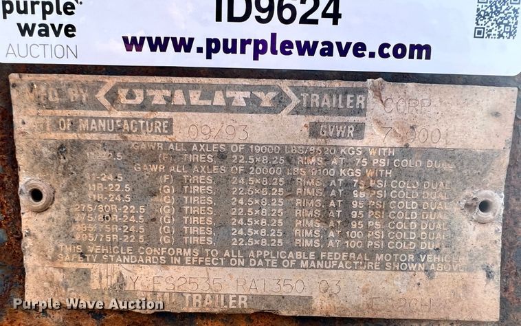 image for item ID9624 1994 Utility  flatbed trailer